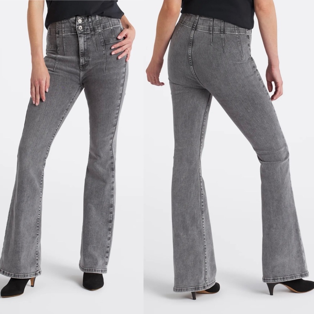 🌻🆕FREE PEOPLE We The Free Jayde Flare Jeans-Ridge Grey color-Size 27 - Picture 5 of 16